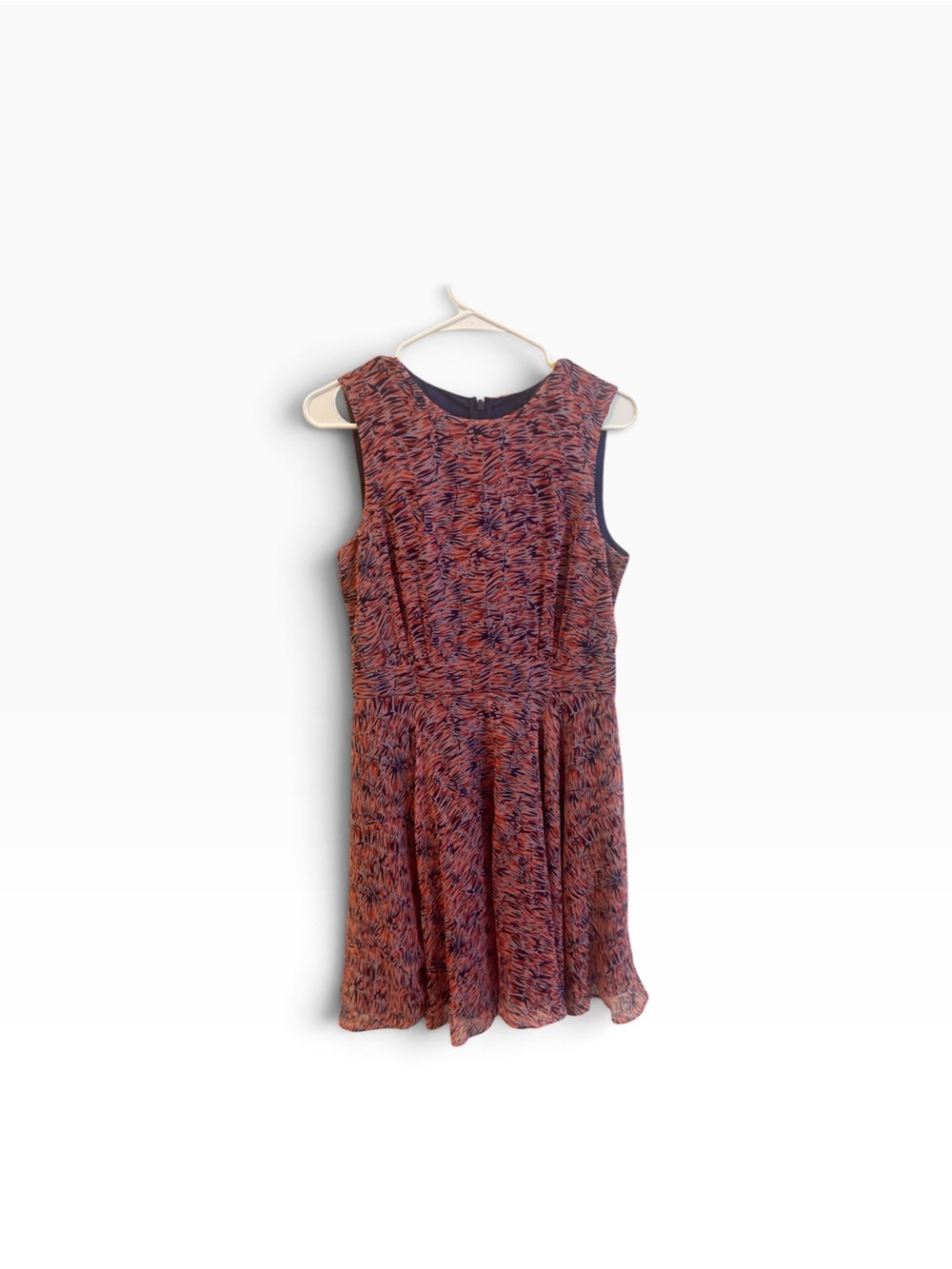 French Connection Red and Navy Abstract Print Sleeveless Mini Dress